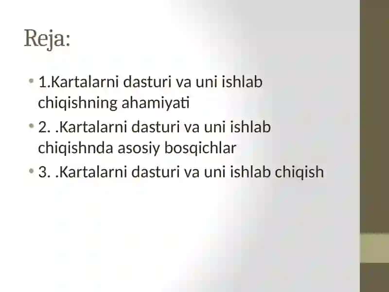 Kartalarni dasturi va uni ishlab chiqishning ahamiyati 2