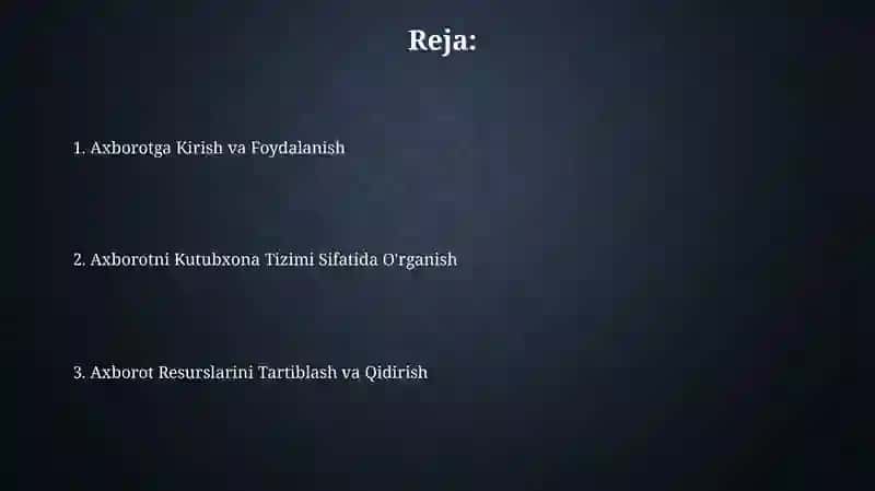 Axborotni kutubxona tizimi sifatida o'rganish 2