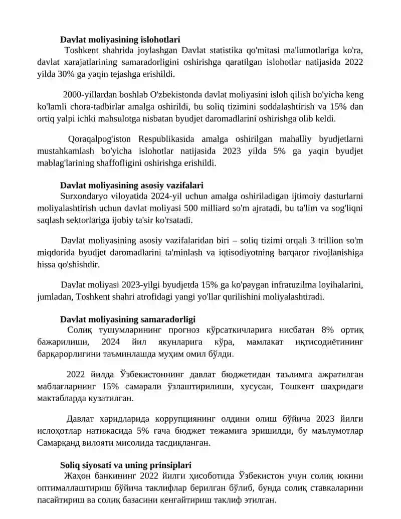 Davlat moliyasining vazifalari va tamoyillari 2