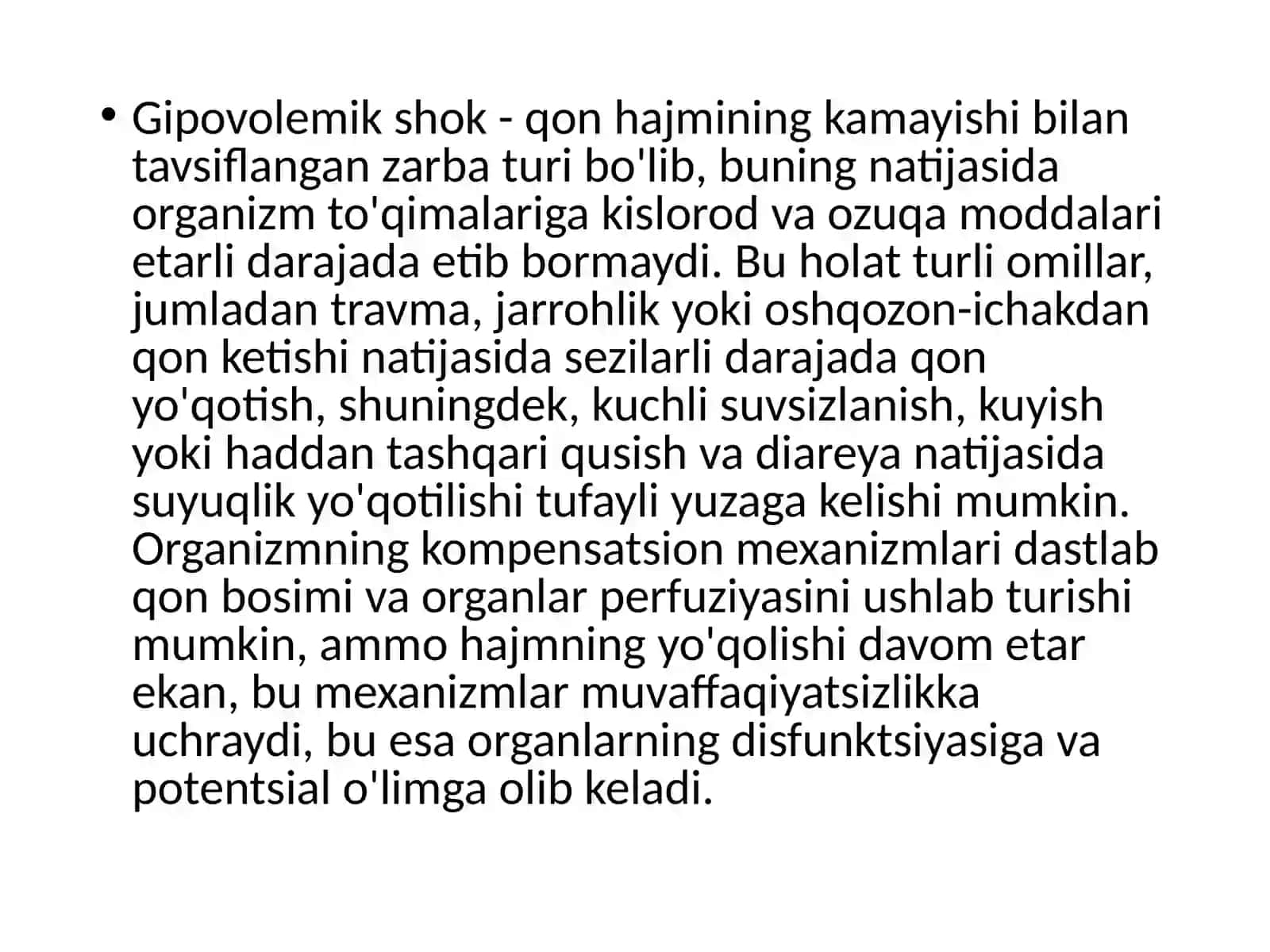 Gipovolemik shok 2