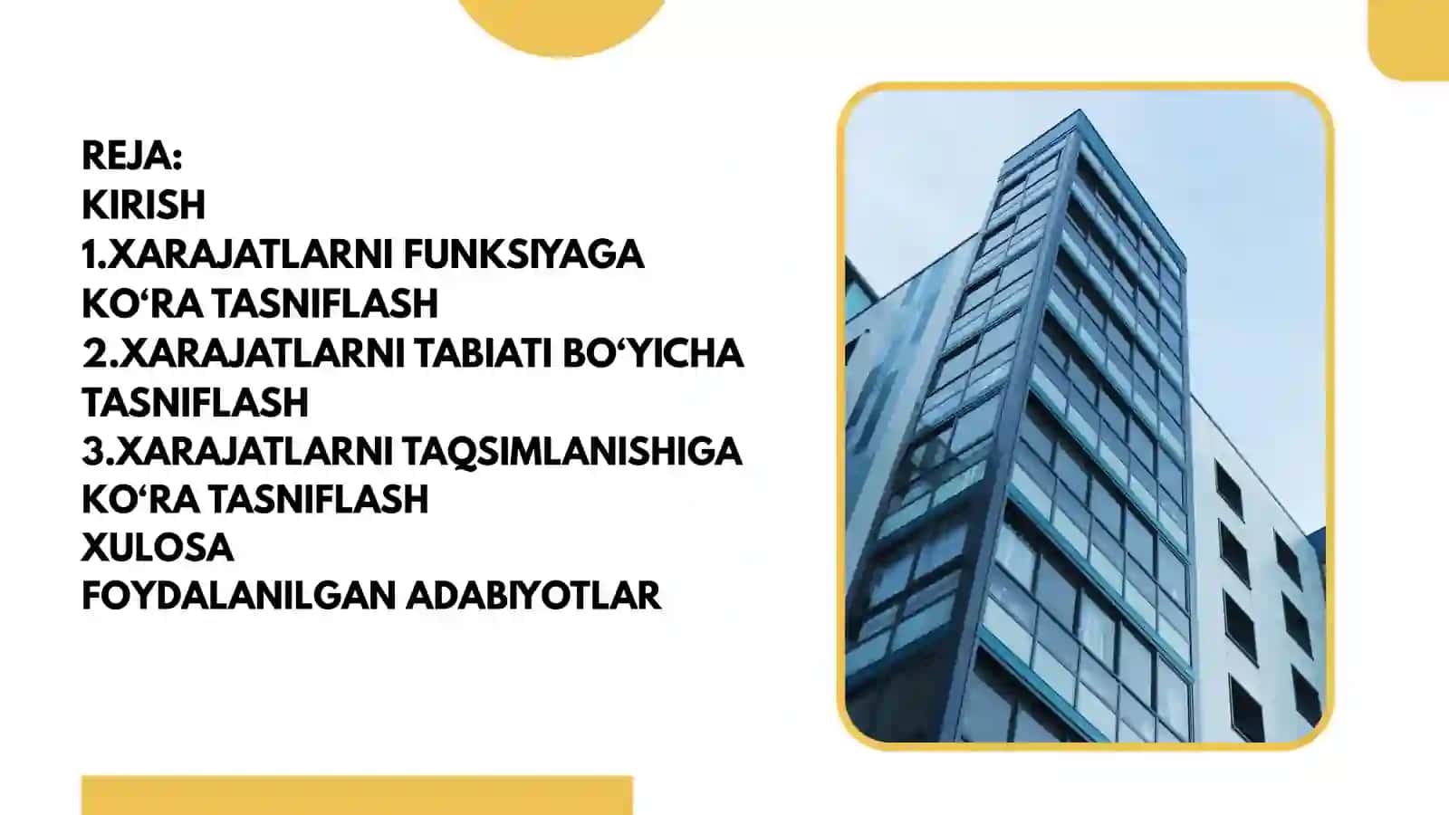 HARAJATLARINI TASNIFLASH 2
