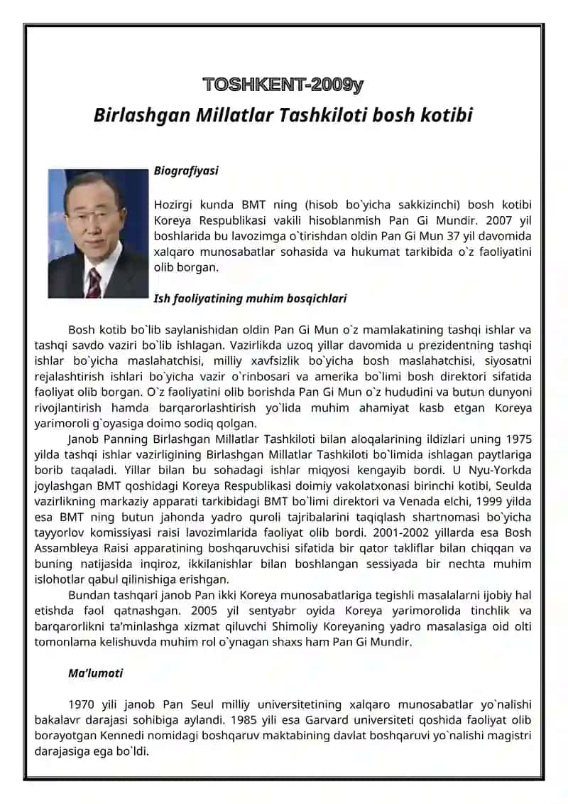 Birlashgan Millatlar Tashkiloti haqida to'liq 2