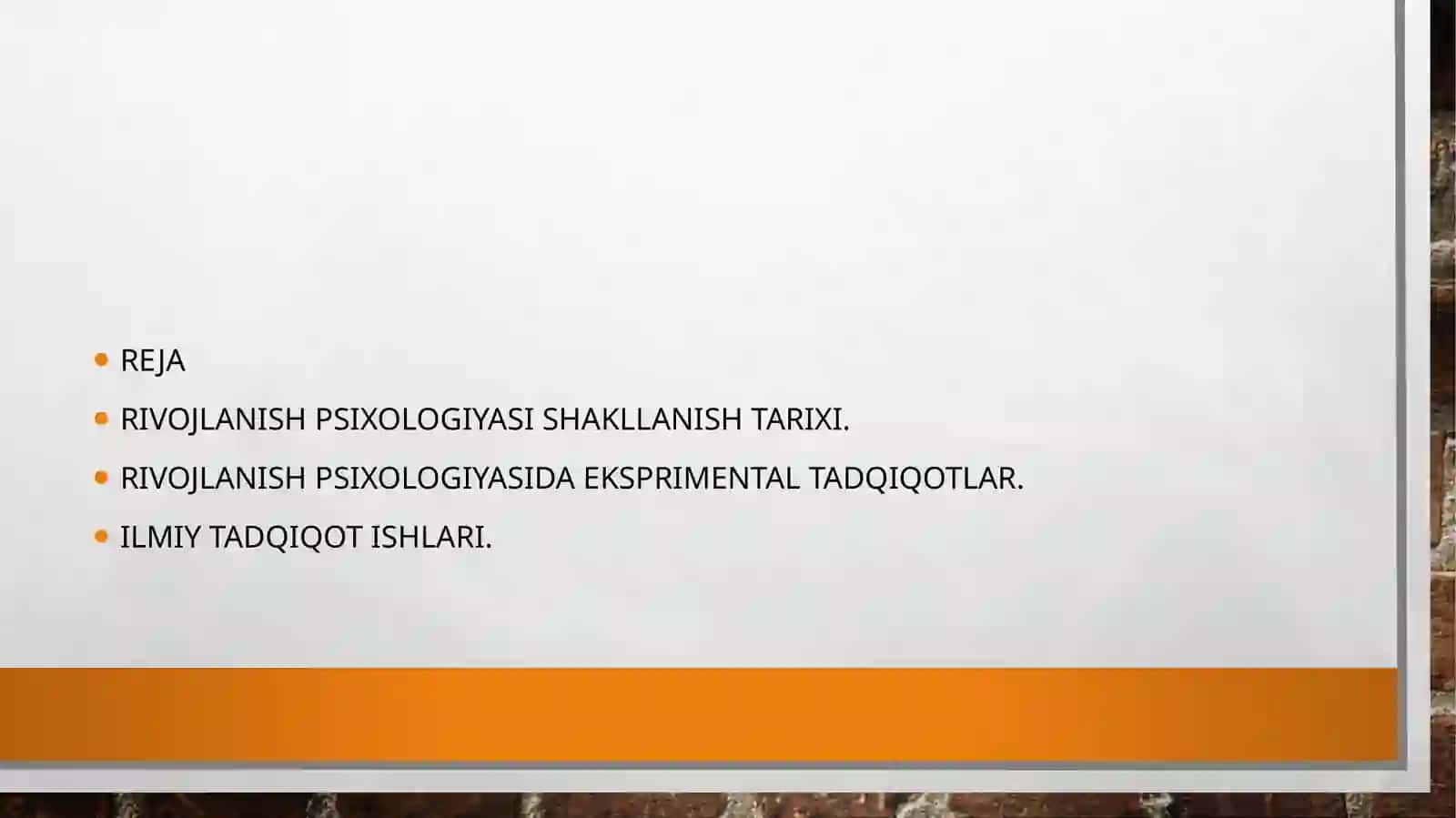RIVOJLANISH PSIXOLOGIYASINI FAN SIFATIDA SHAKLLLANISHI BAJARDI: QUBONOV SHOHRUZ 2