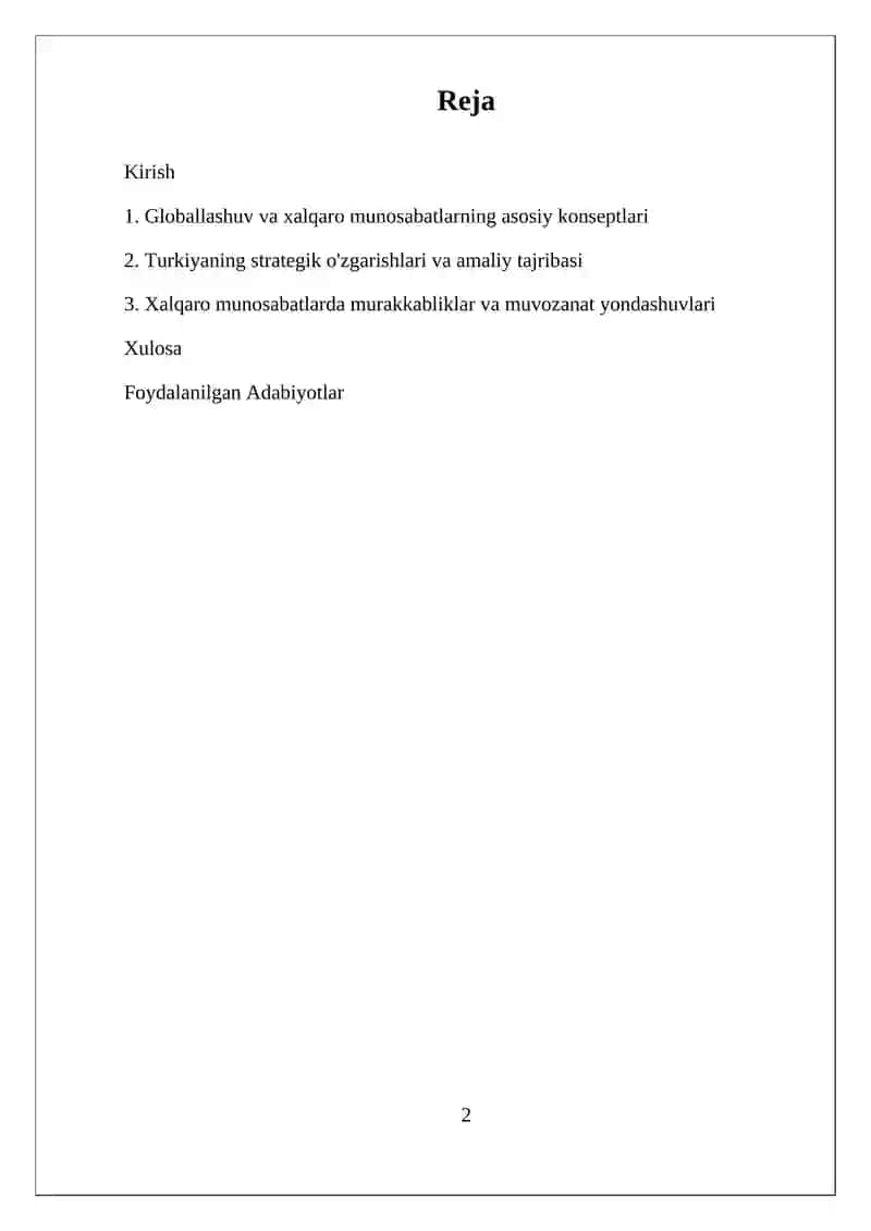 Globallashuv va xalqaro munosabatlarning asosiy konseptlari 2