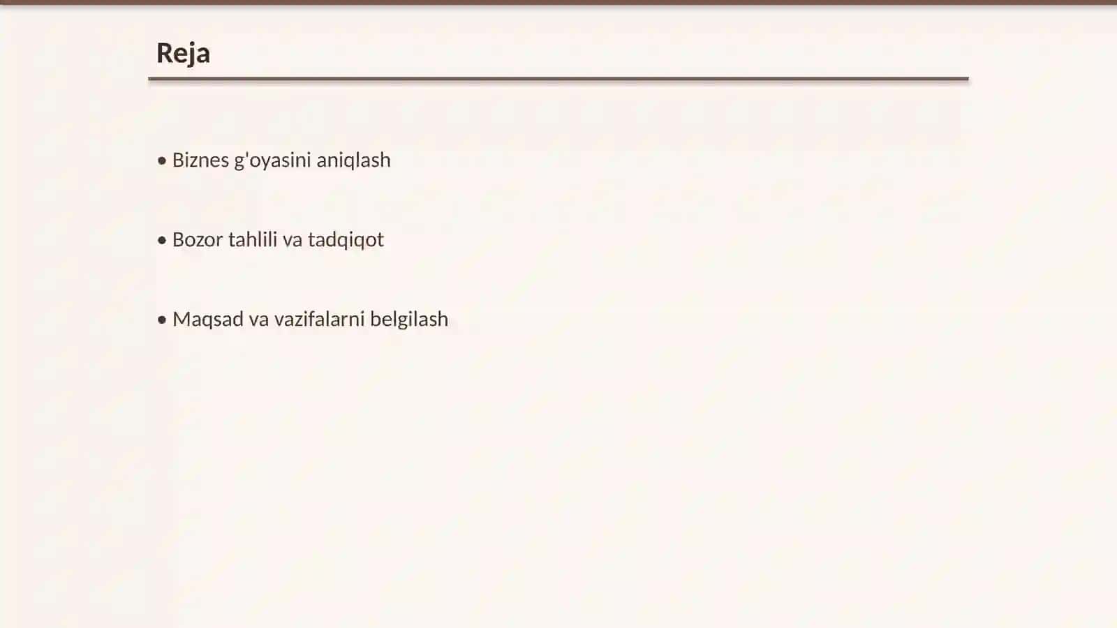 Biznes-rejani shakllantirish jarayonining bosqichlari 2