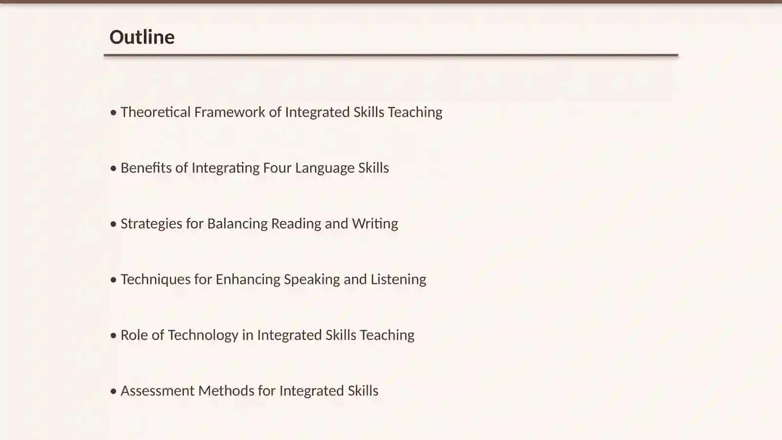 Integrated Skills Teaching: Balancing the Four Skills task ( reading,writing,speaking and listening) 2