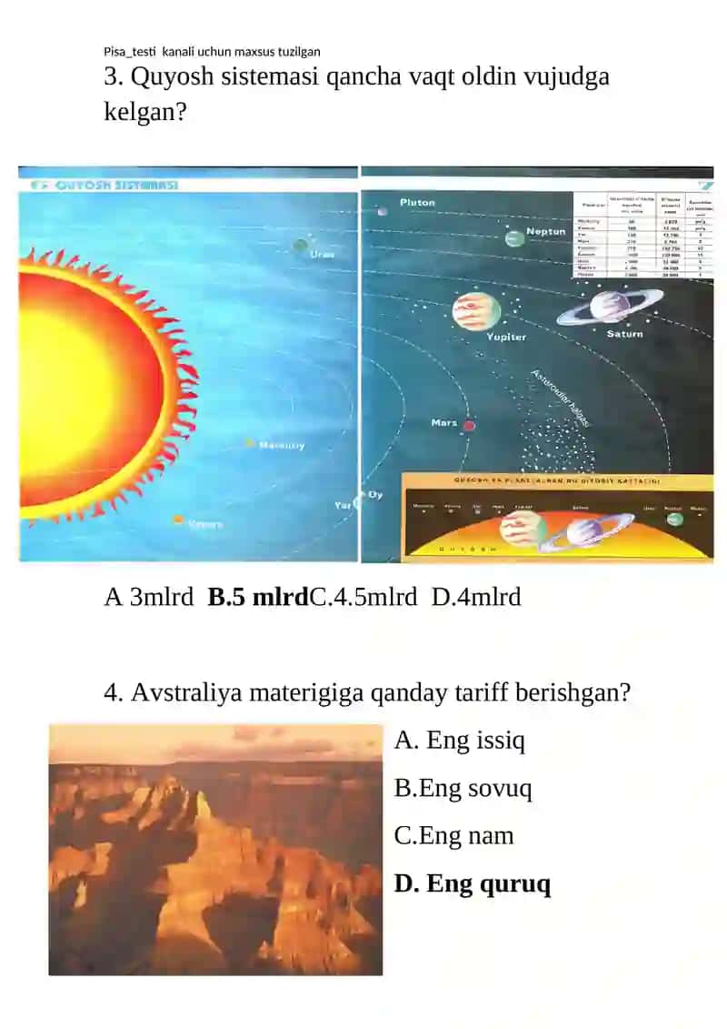 PISA test 5-Sinf 2