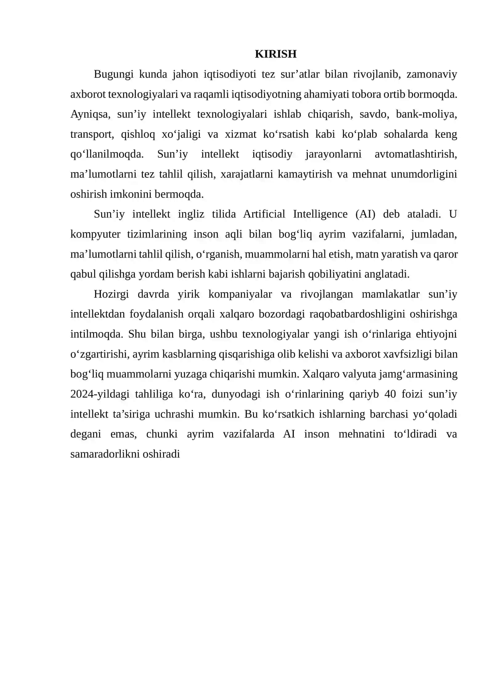 Sun’iy intellektning iqtisodiyotdagi ahamiyati 2