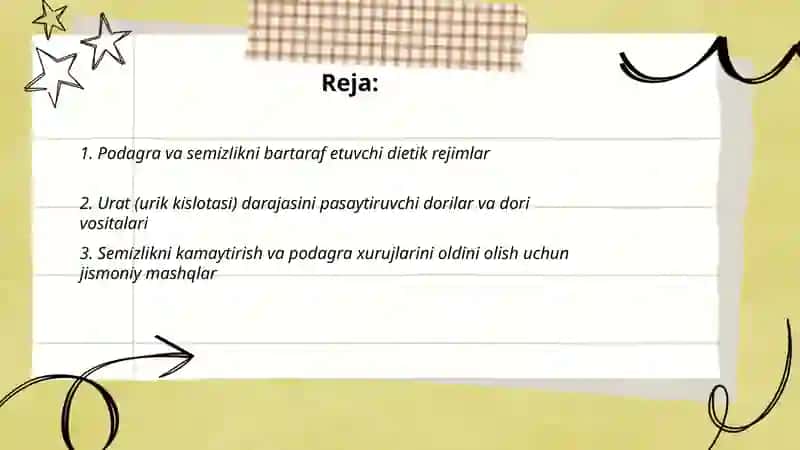 Podagra va semizlikni bartaraf etuvchi vositalar 2