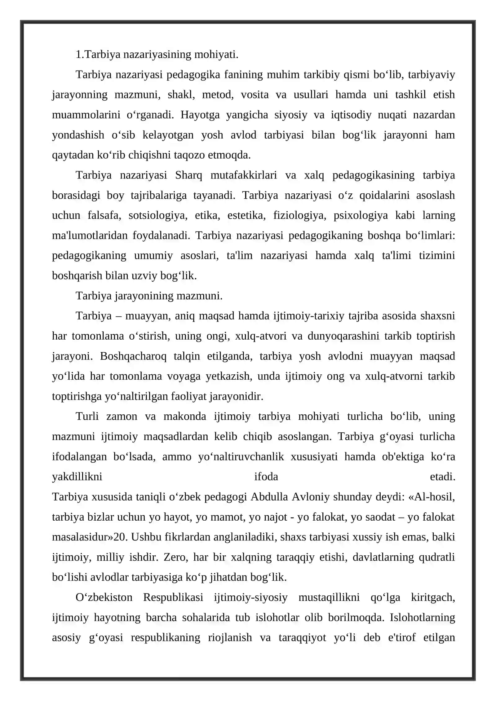TARBIYA JARAYONI MOHIYATI VA MAZMUNI. TARBIYA TAMOYILLARI 2