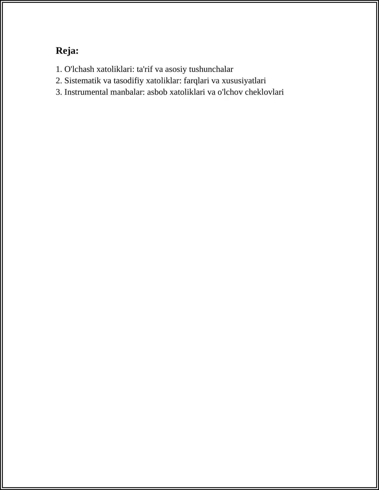 O'LCHASH XATOLIKLARI NAZARIYASI XAQIDA MALUMOT 2