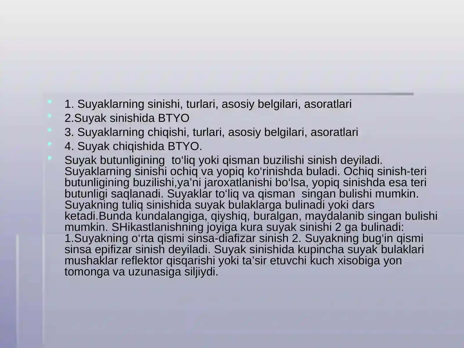 Suyaklar chiqishi va sinishi 2