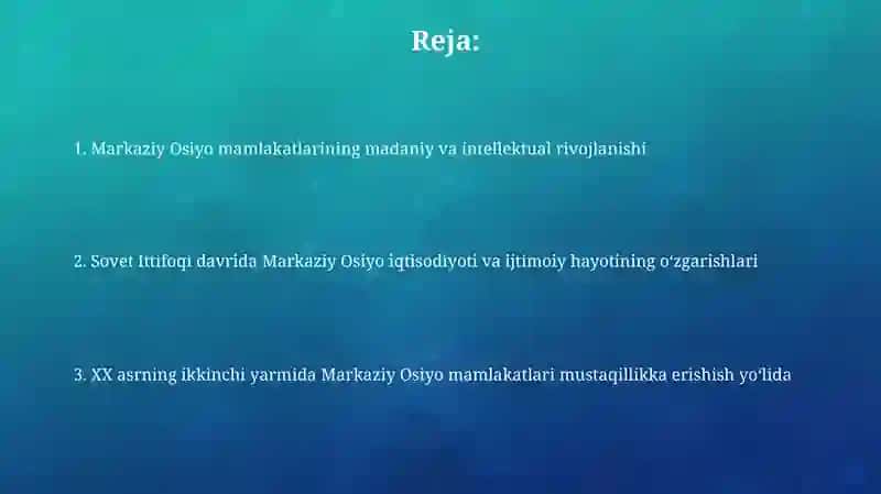 Osiyo mamlakatlari XX asr ikkinchi yarmida Mumtoza 2