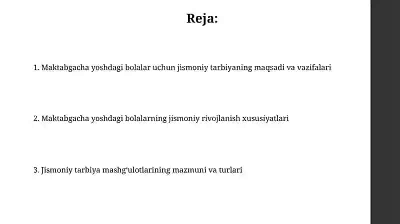 Maktabgacha yoshdagi bolalar jismoniy tarbiyasi mazmuni va vazifalari 2