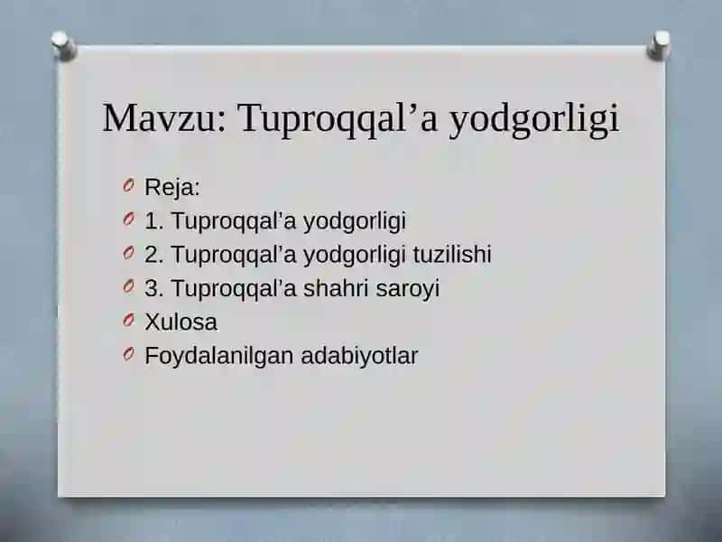 Tuproqqal’a yodgorligi 2