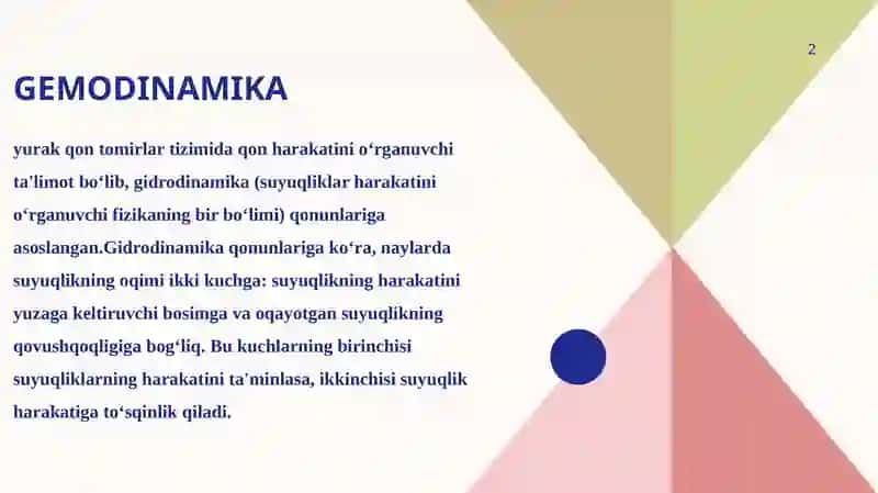 Arterial qon bosimi va periferik puls tavsifi. Mikrosirkulyator havzada 
qon aylanishi. Venalarda qo 2