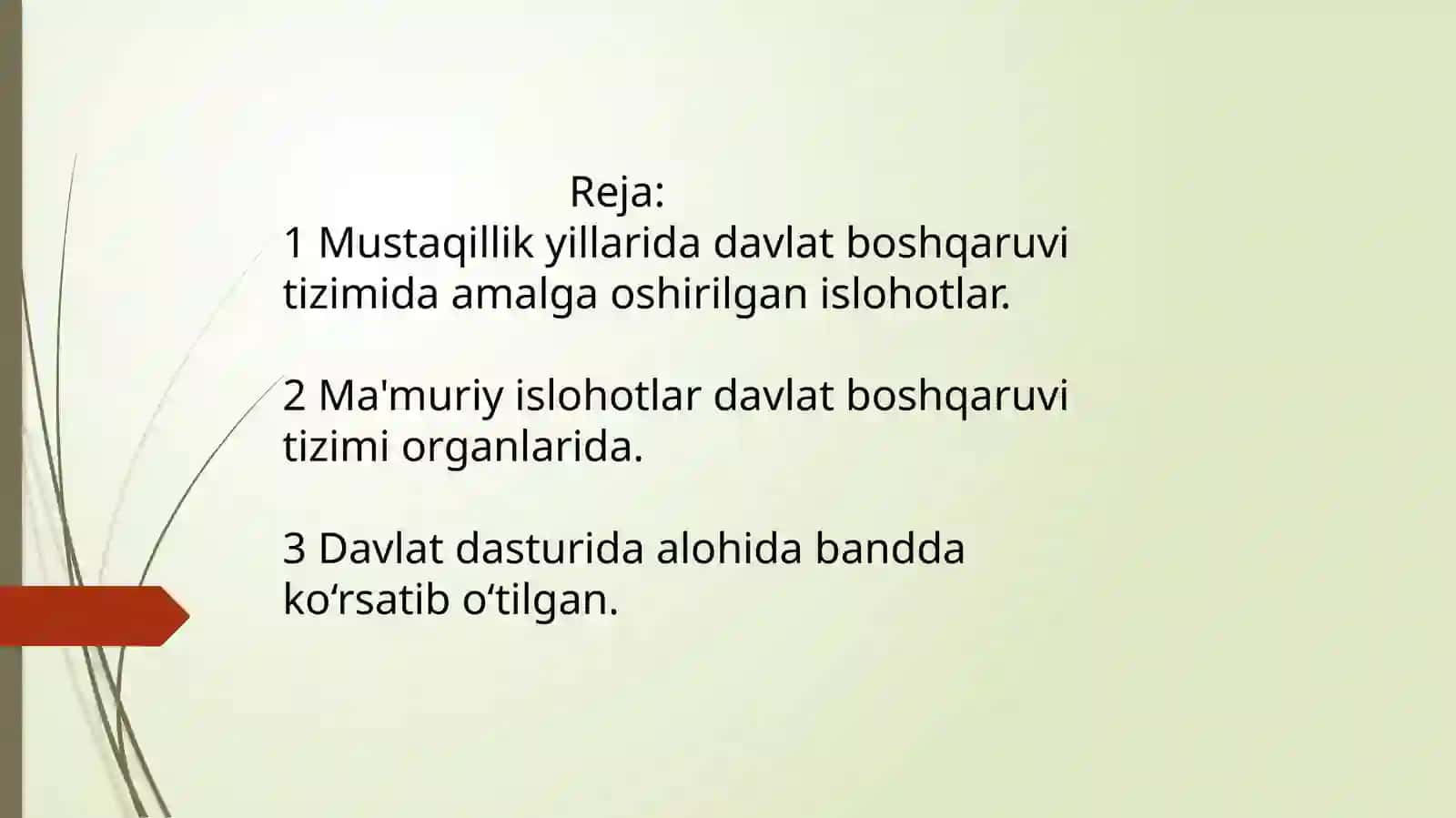 Mustaqillik yillarida davlat boshqaruvi tizimida amalga oshirilgan islohotlar 2