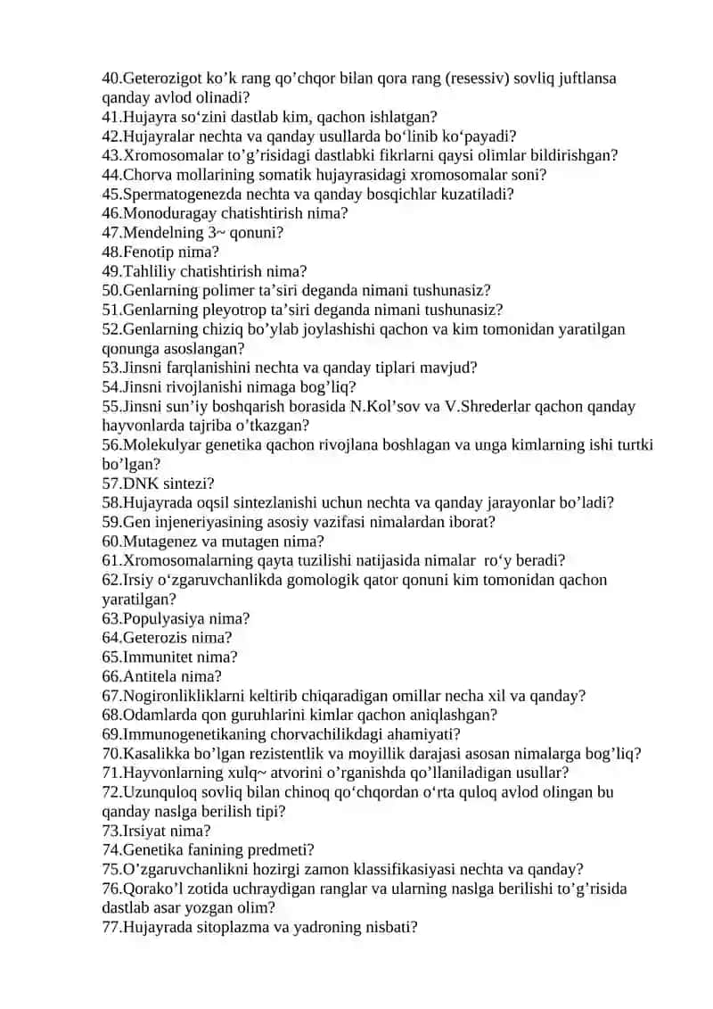 Vetеrinariya genetikasi va urchitish asoslari 2