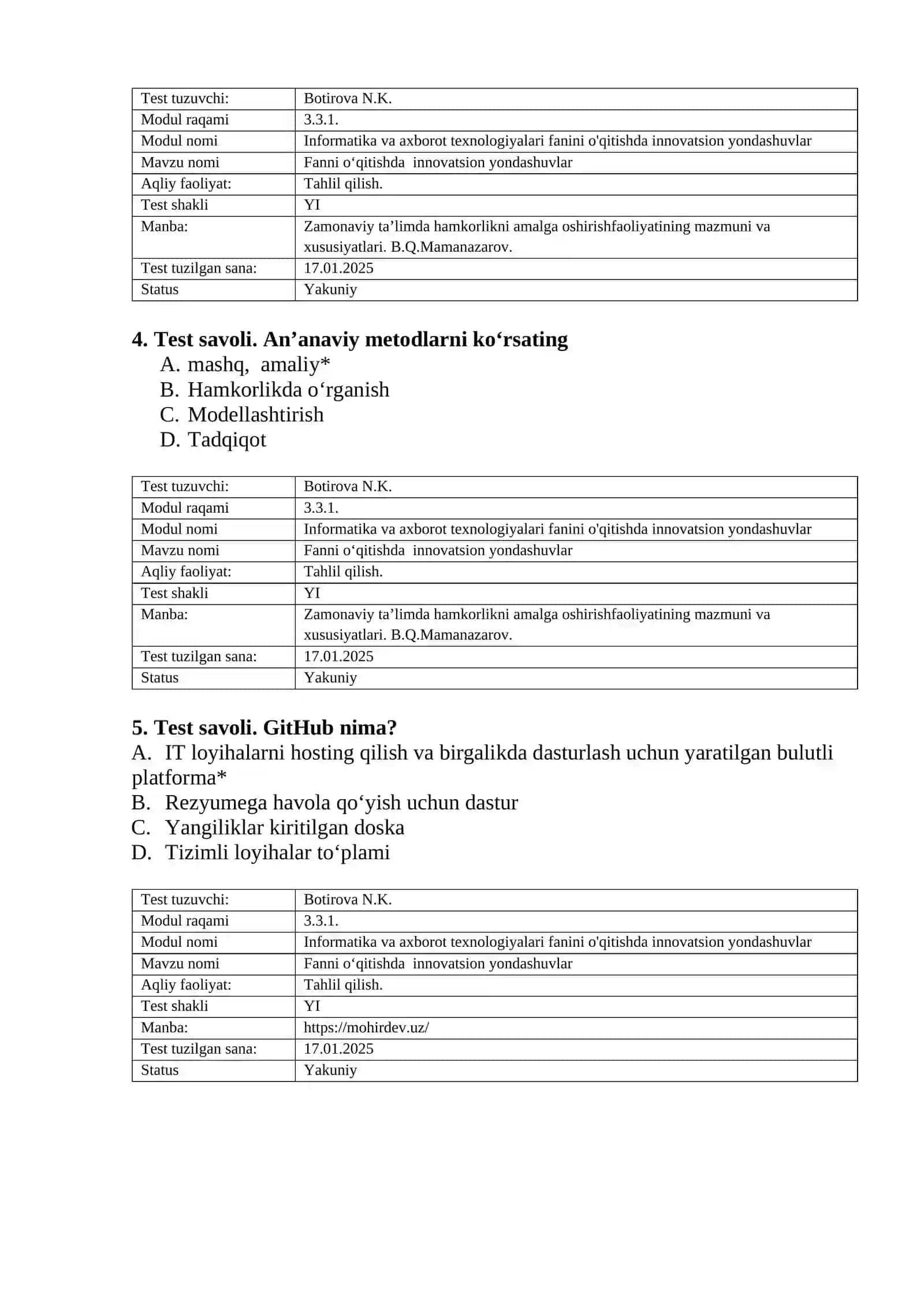 Informatika va axborot texnologiyalari fanini o'qitishda innovatsion yondashuvlar 2