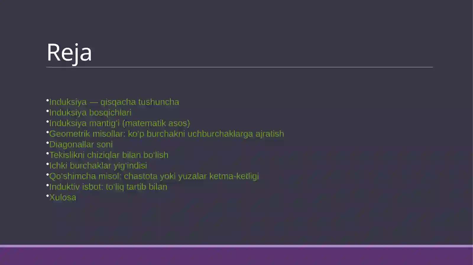 Geometrikisbotlashda matematik induksiyaning tatbiqlari 2