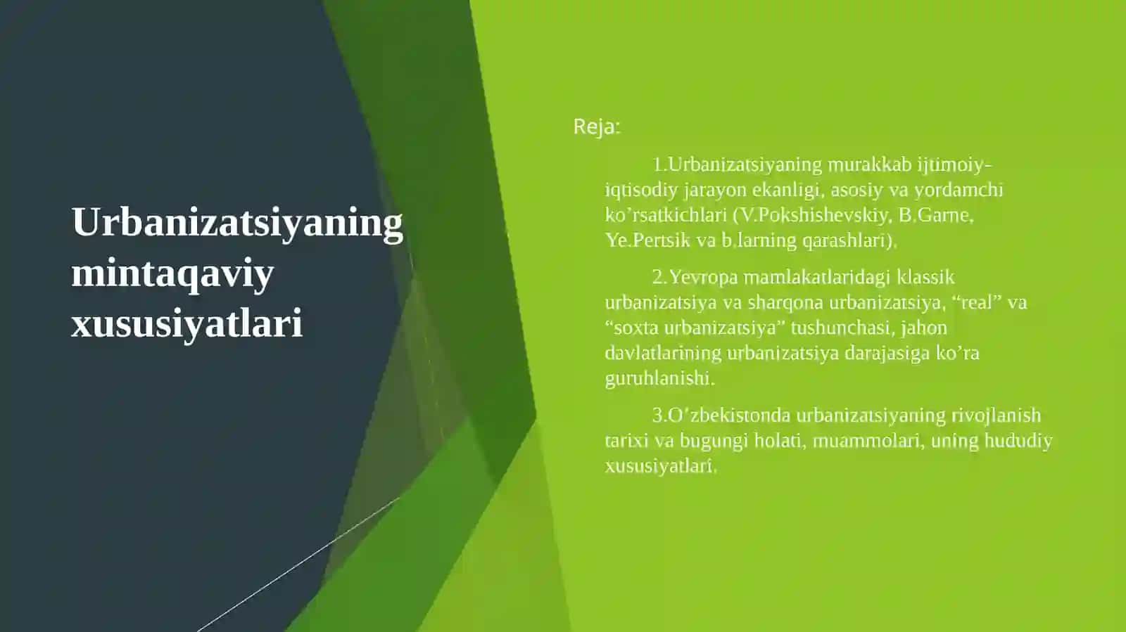 Urbanizatsiyaning mintaqaviy xususiyatlari 2