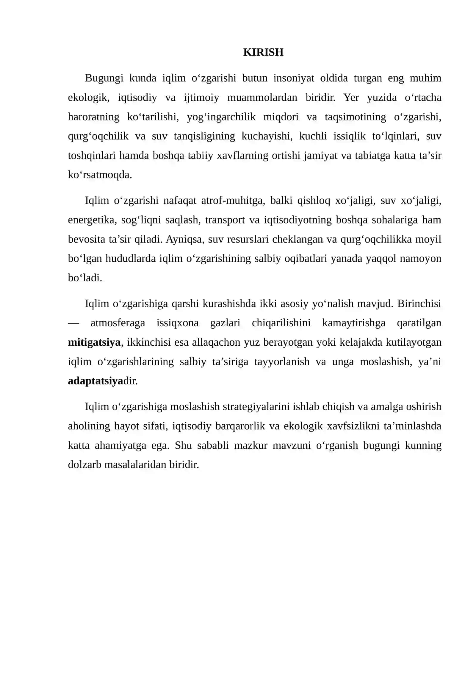 IQLIM O‘ZGARISHIGA MOSLASHISH STRATEGIYALARI 2