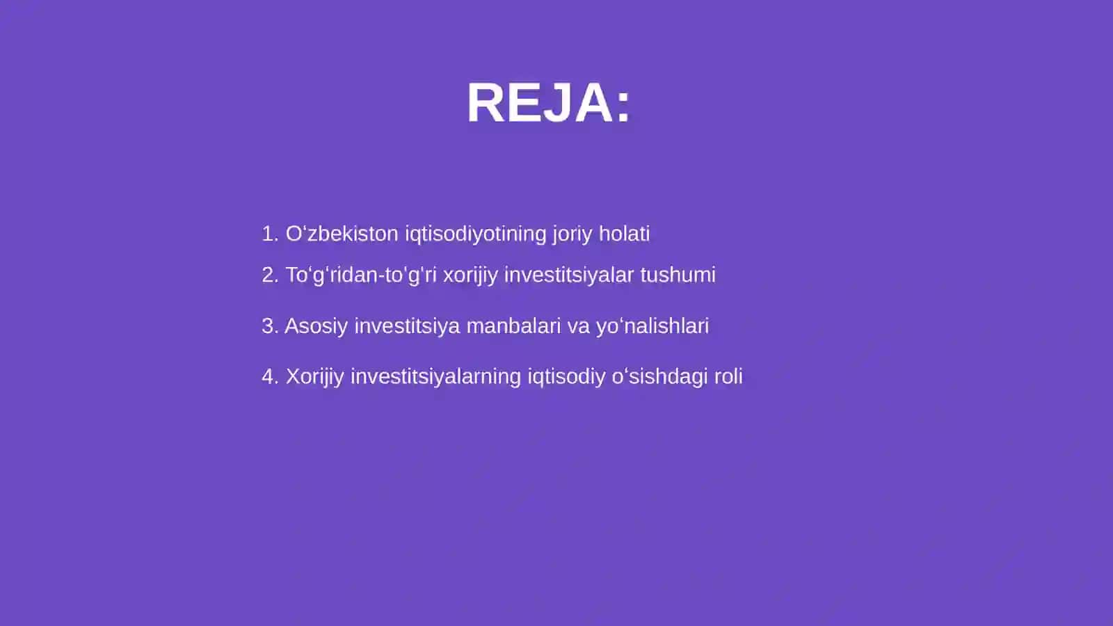 Oʻzbekiston iqtisodiyotiga toʻgʻridan-toʻgʻri xorijiy investitsiyalarni jalb qilish va ulardan foydalanishning asosiy tendensiyalari 2