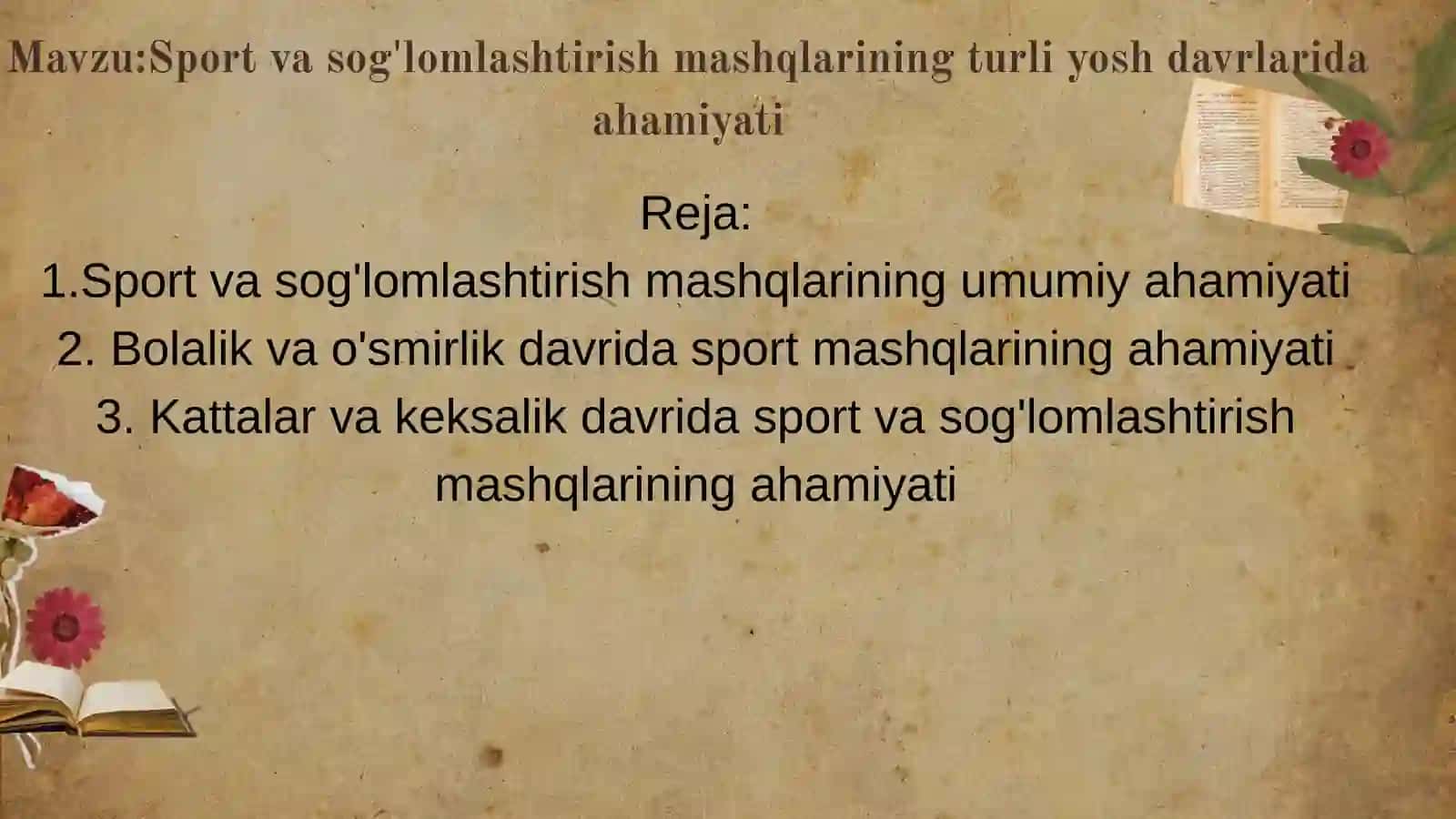 Sport va sog'lomlashtirish mashqlarining umumiy ahamiyati 2
