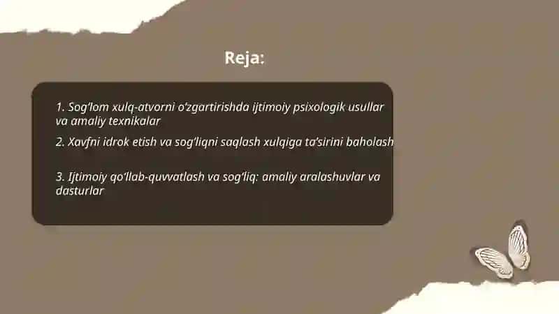 Salomatlik ijtimoiy psixologiyasining amaliy jihatlari 2