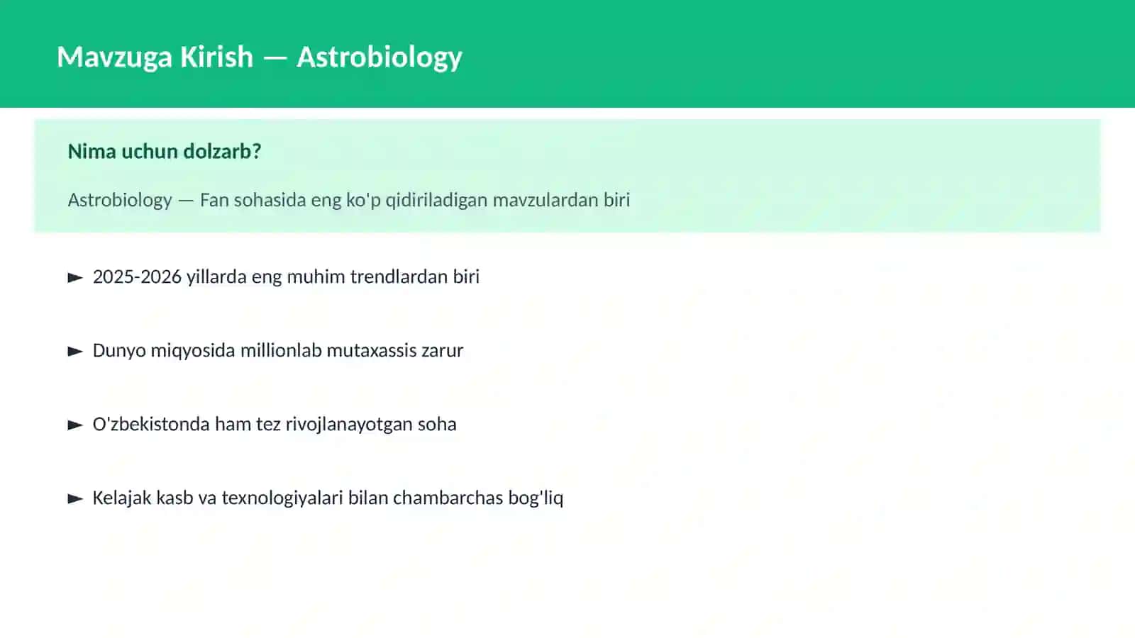 Astrobiology 2