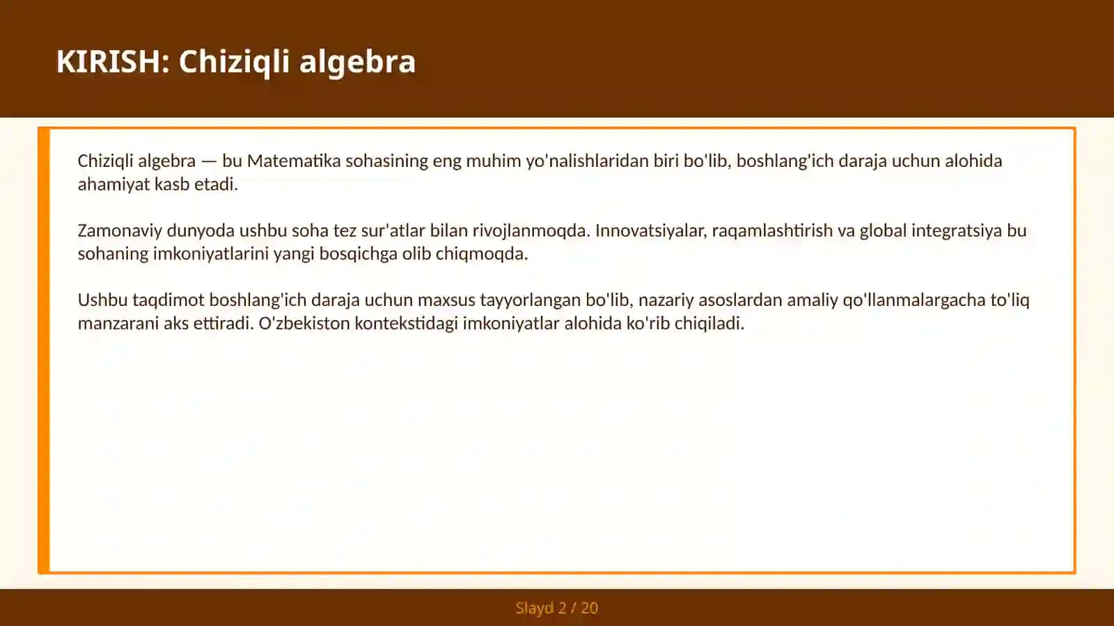 CHIZIQLI ALGEBRA 2