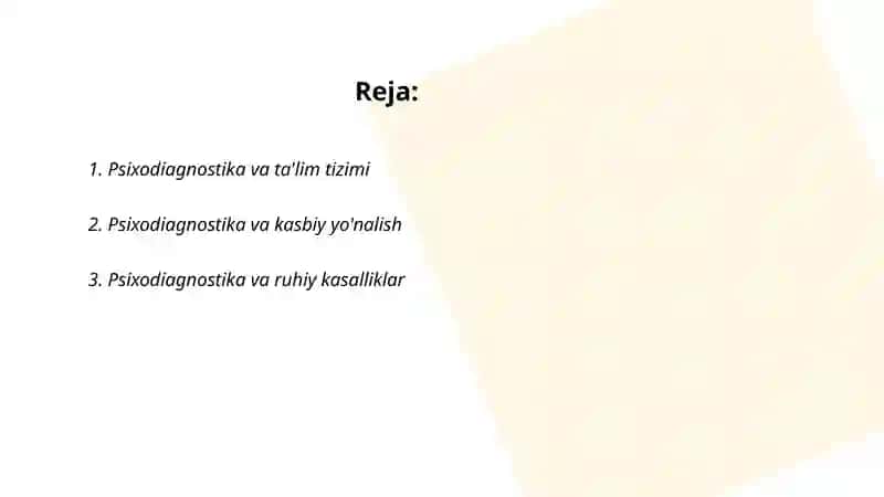Psixodiagnostikaning qòllash sohalari 2
