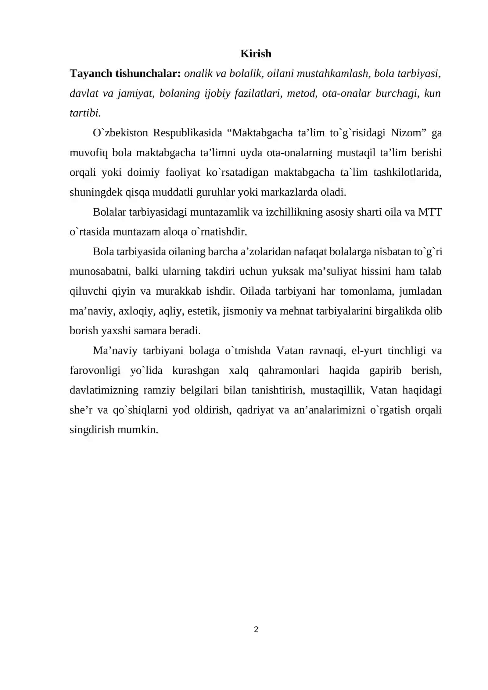 MAKTABGACHA TA’LIM MUASSASASI, OILA VA MAKTAB HAMKORLIGI 2
