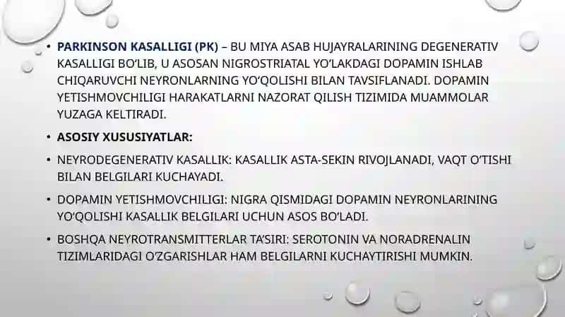 Parkinson kasalligini davolashda ishlatiladigan dori vositalari 2