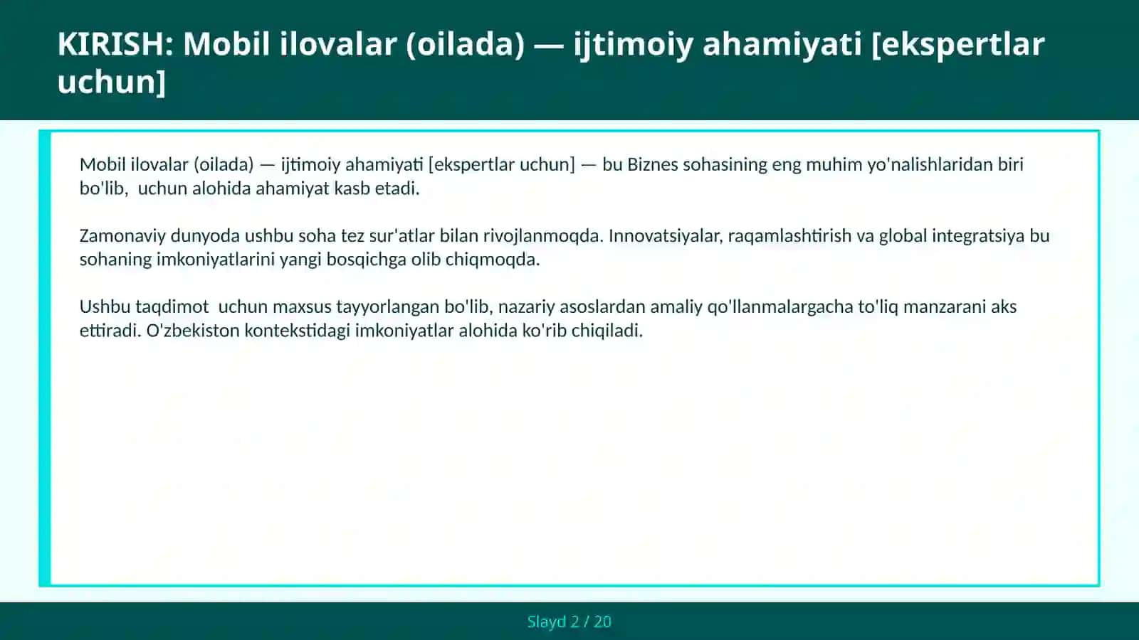 MOBIL ILOVALAR (OILADA) — IJTIMOIY AHAMIYATI [EKSPERTLAR UCHUN] 2