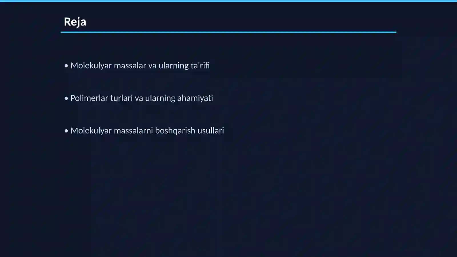 Mоlеkulyar mаssаlаri bоshqаrilgаn pоlimеrlаr sintеzi vа ulаrning mоlеkulyar-mаssаviy хаrаktеristikаlаri 2