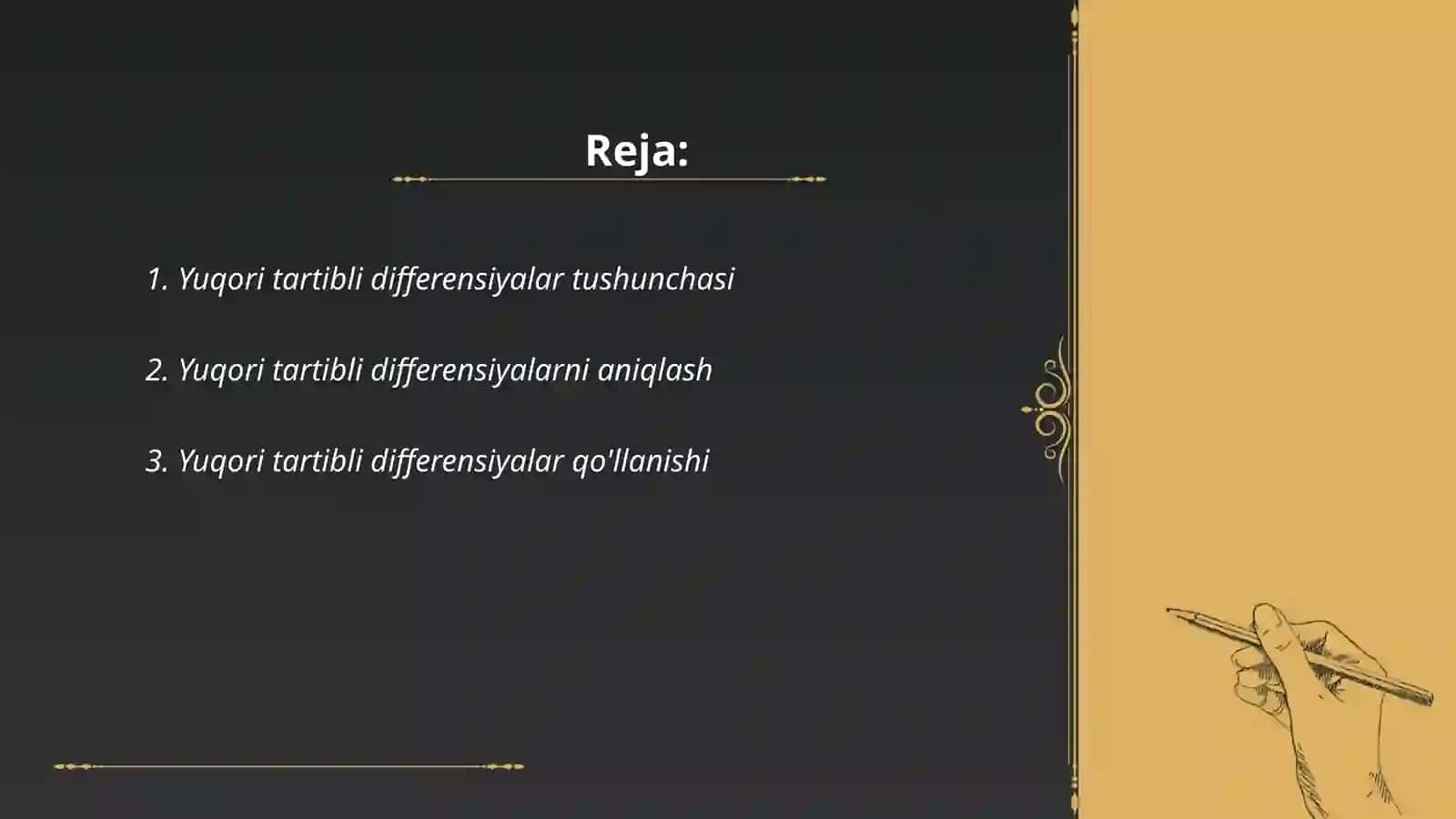 Yuqori tartibli differensiyalar 2