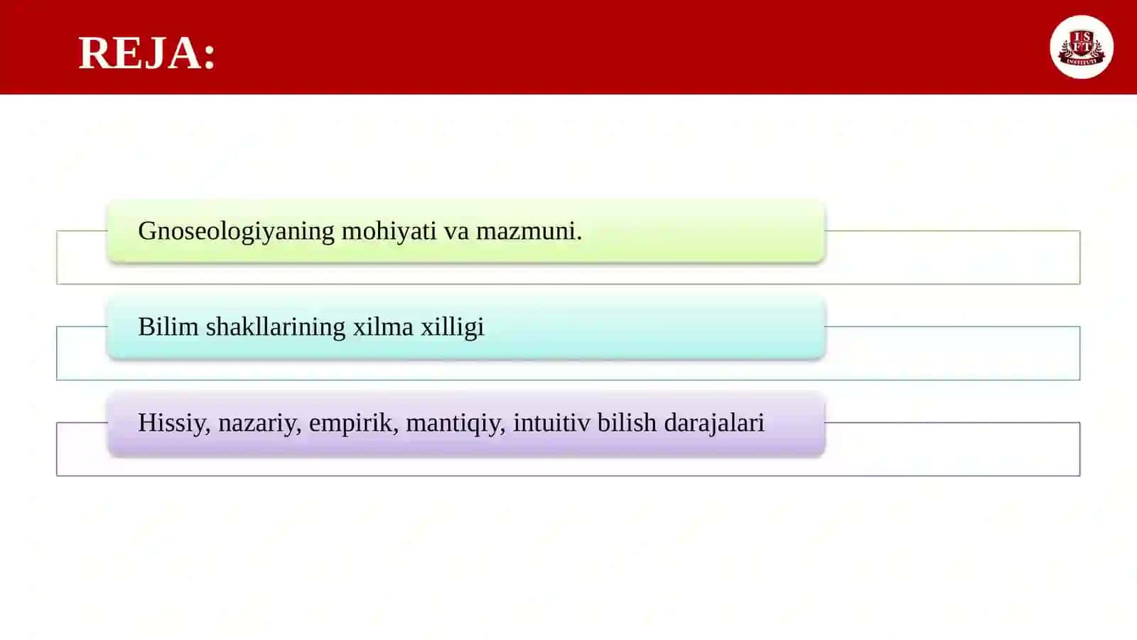 BILISH NAZARIYASI 2