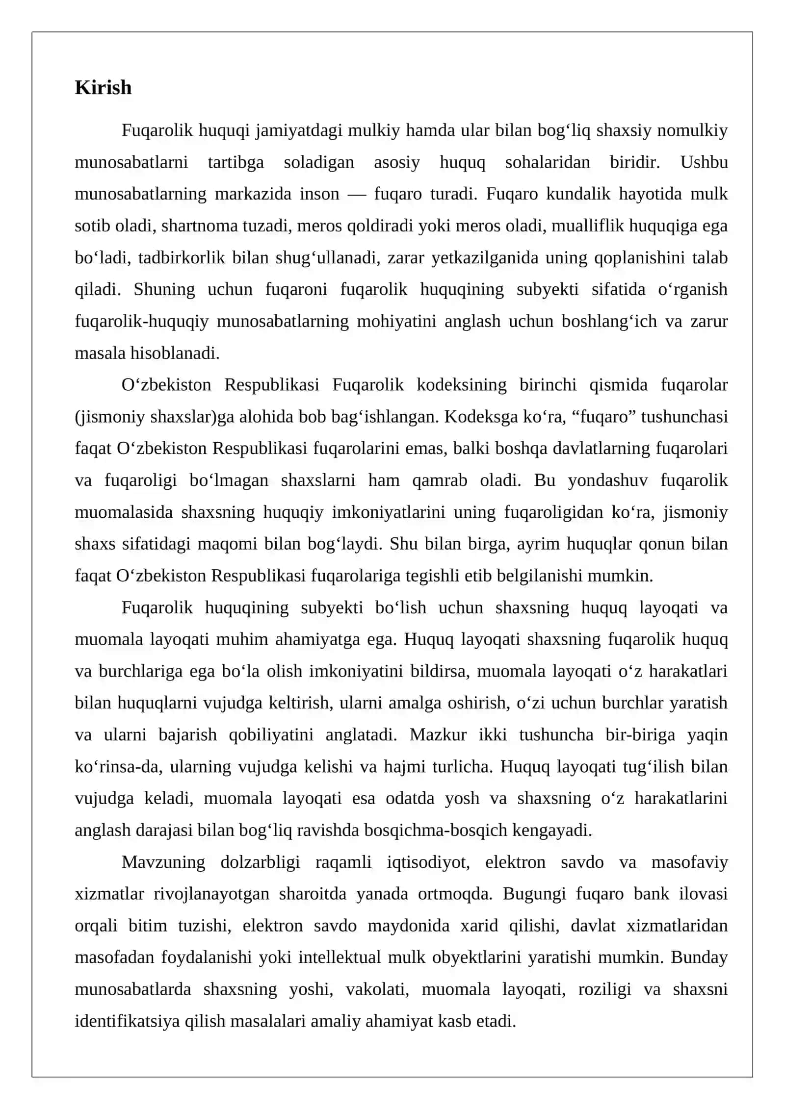 Fuqarolar — fuqarolik huquqining subyekti sifatida 2