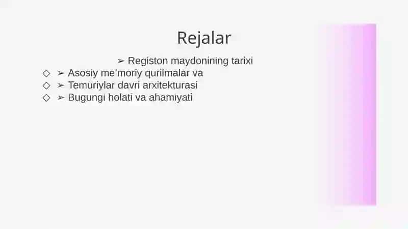 REGISTON MAYDONI TARIXI VA BUGUNI 2