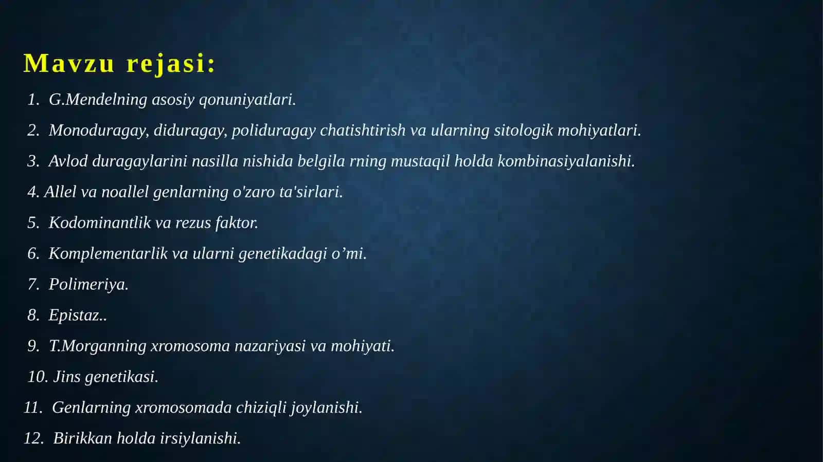DURAGAYLASH USULI GENETIKANI ASOSI SIFATIDA 2