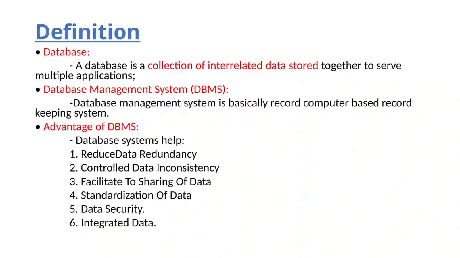 Introduction to DATABASE 2
