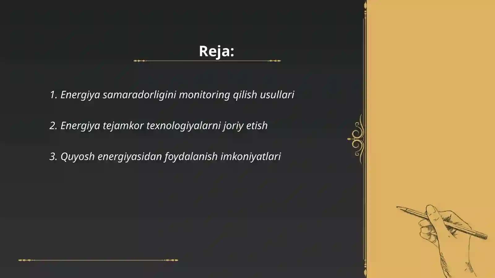 Mamlakat iqtisodiyotining energiya samaradorligi oshirish yoʻnalishlari 2