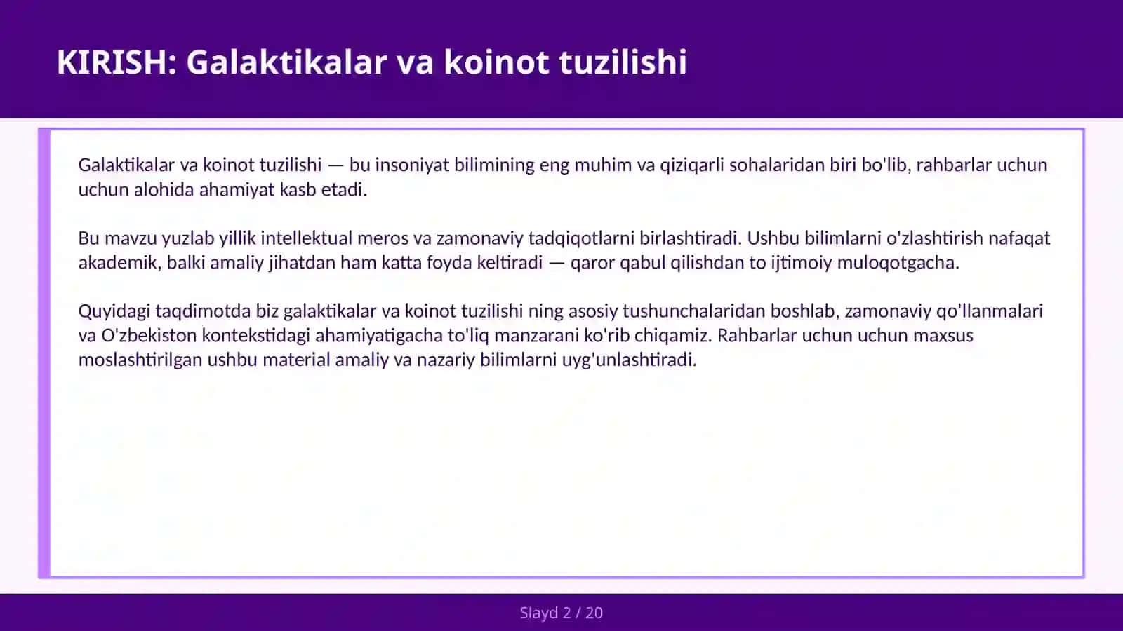 GALAKTIKALAR VA KOINOT TUZILISHI 2