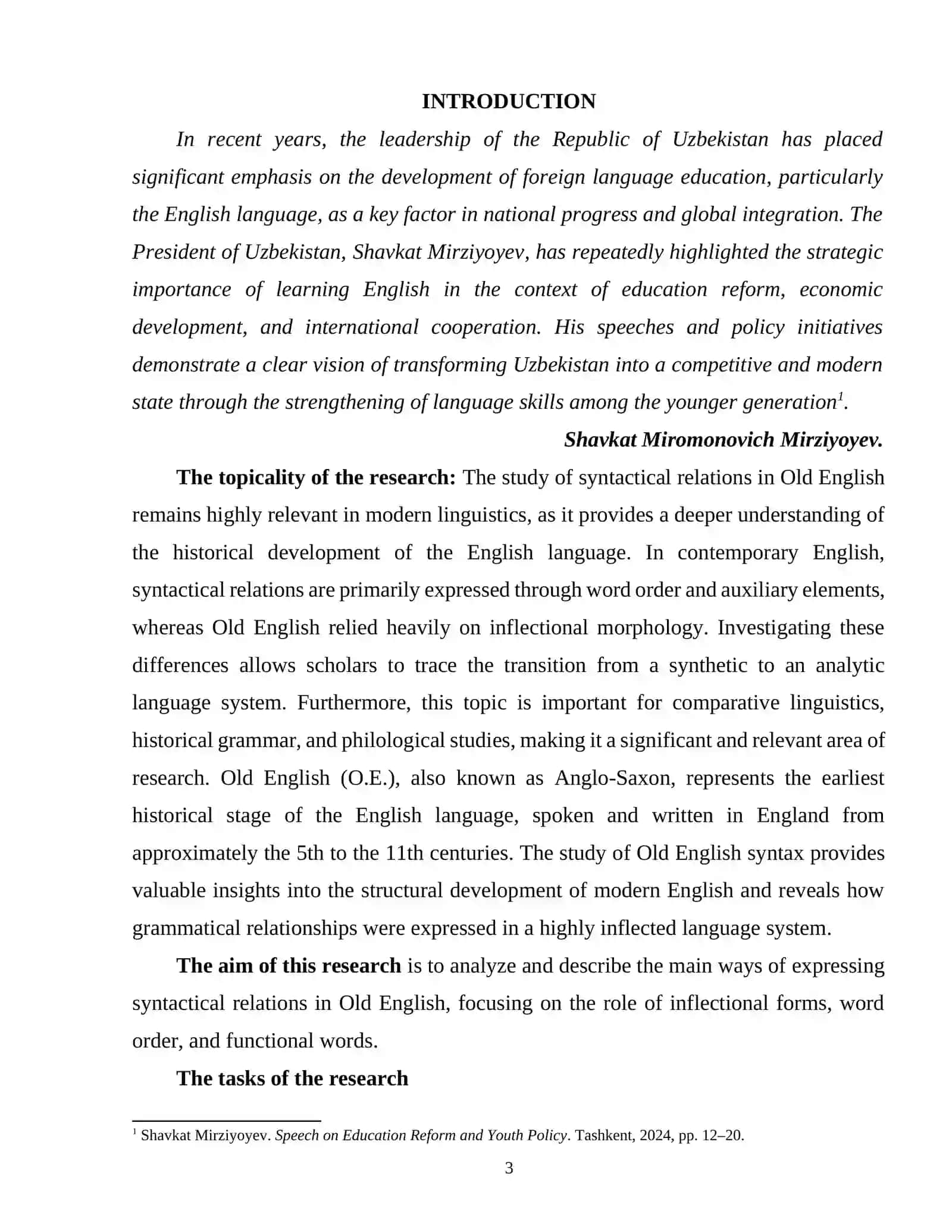 WAYS OF EXPRESSING SYNTACTICAL RELATIONS IN OLD ENGLISH (O.E.) 2
