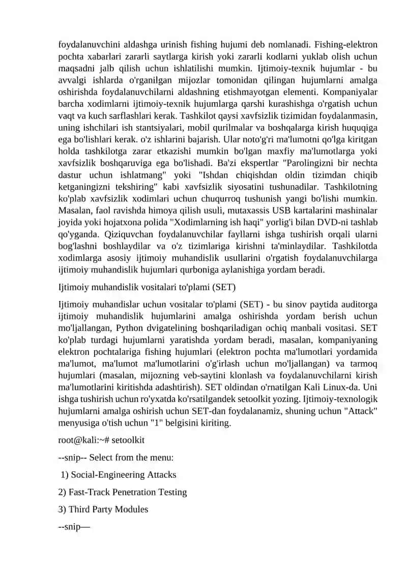Ijtimoiy muhandislik usullariga qarshi kurash sohasidagi dasturiy ta'minot va apparat xavfsizligini tahlil qilish vositalari 2