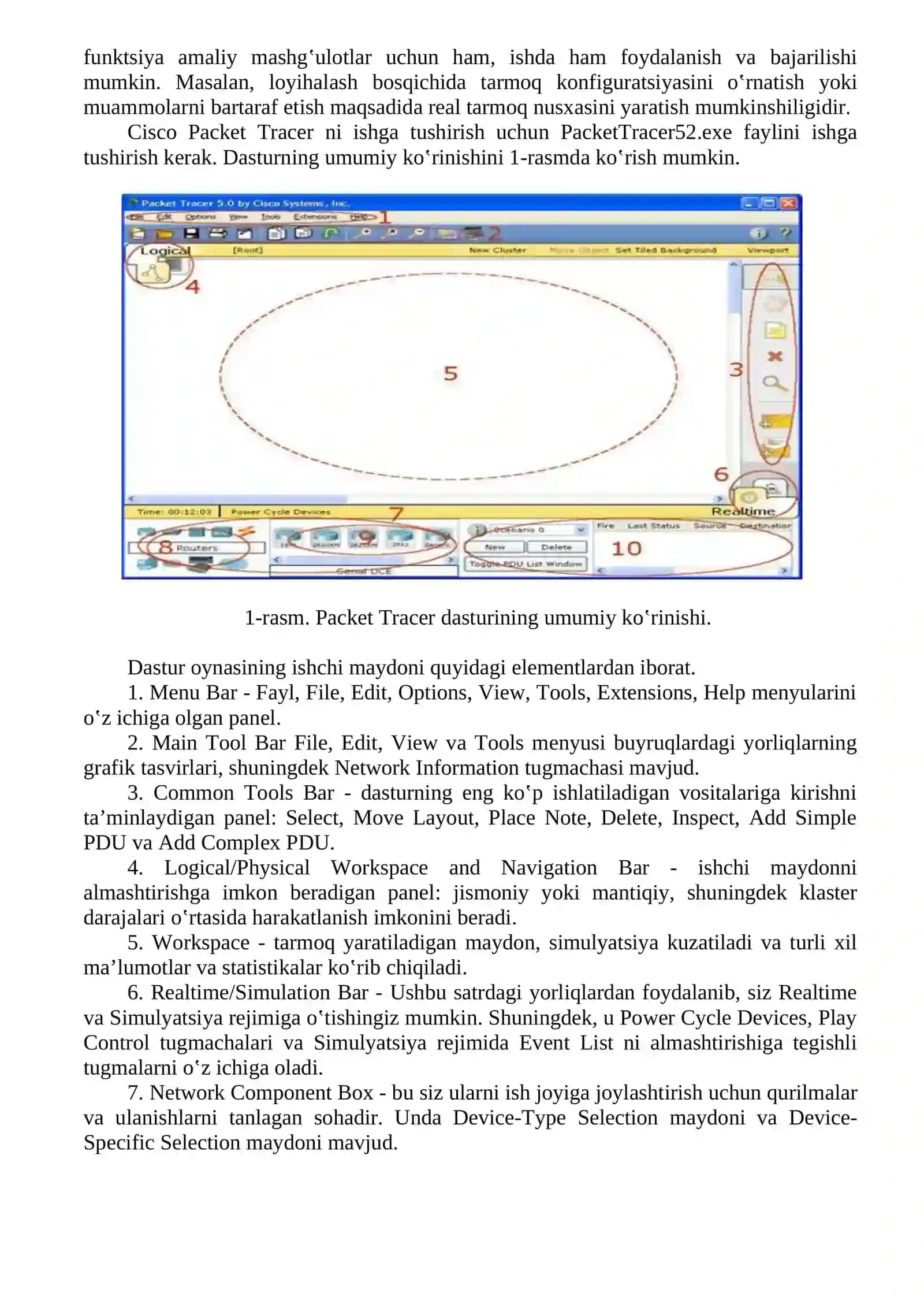 Cisco Packet Tracer dasturidagi internet ashyolari elementlari va ularning vazifalari bilan tanishish 2