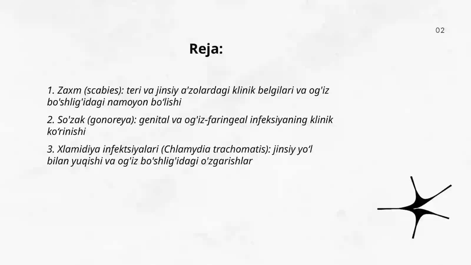Teri-tanosil infeksiyalari(zaxm,so'zak,Xlamidiya,mikoplazma va b.) Va og'iz bo'shlig'idagi o'zgarishlar 2