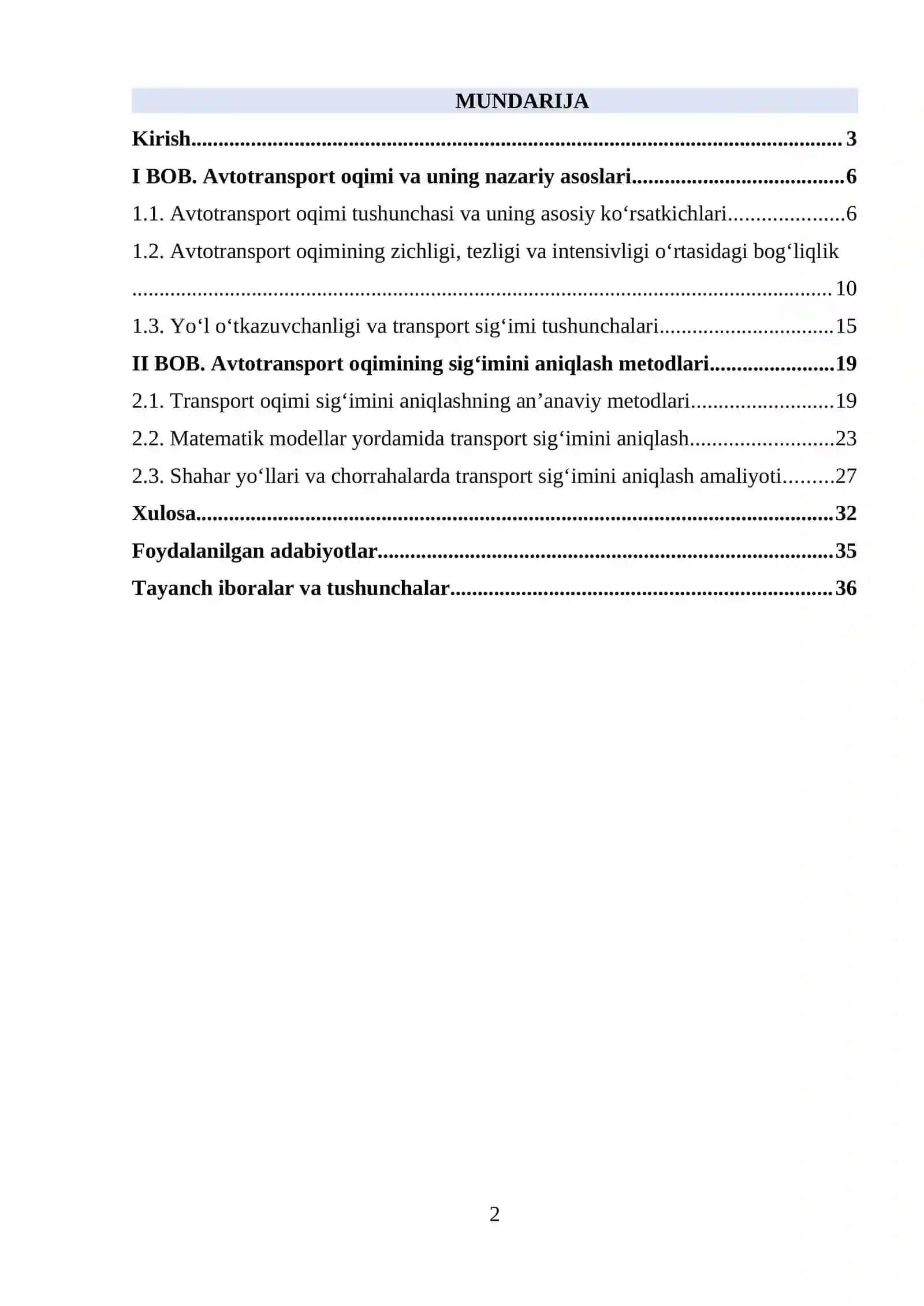 Avtotransport oqimi va uning nazariy asoslari 2