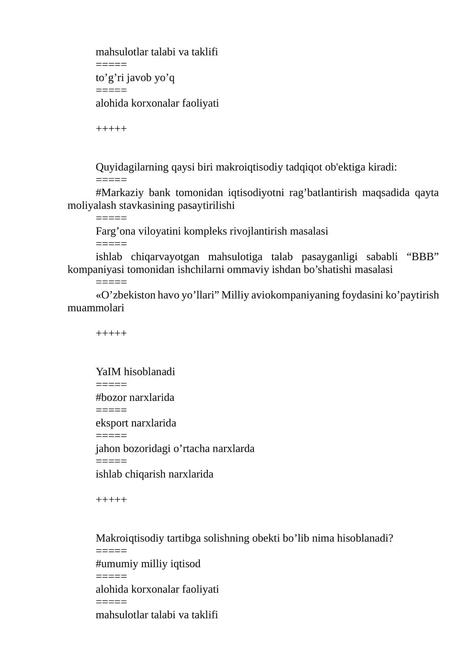 Makro iqtisodiyot test 2